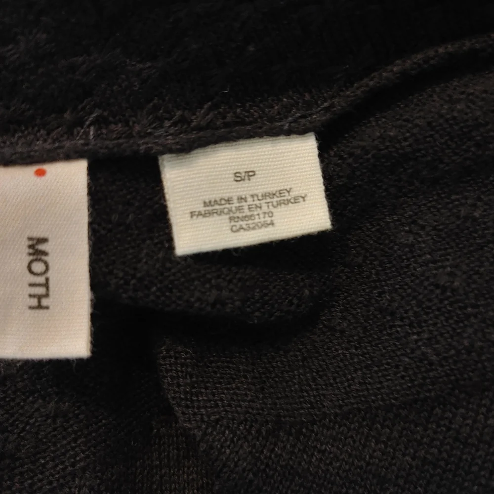ANTHROPOLOGIE MOTH ASYMETRICAL OFF SHOULDER SWEATER, BLACK S - Picture 7 of 9